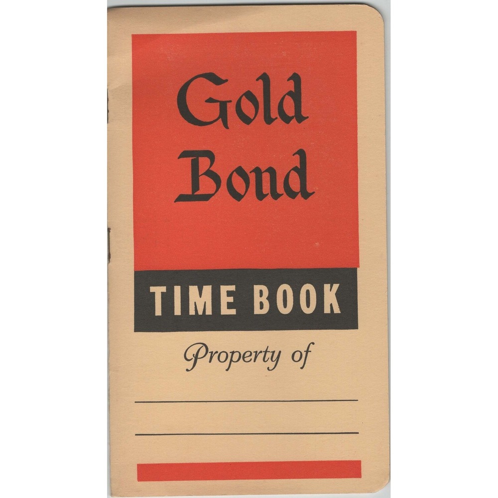 Vintage Gold Bond Time Book National Gypsum Company Pocket Ledger Plastering